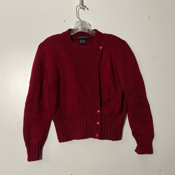 Vintage I.B Diffusion Red Wool Cardigan Sweater Coat Women's Size Medium - Picture 1 of 6